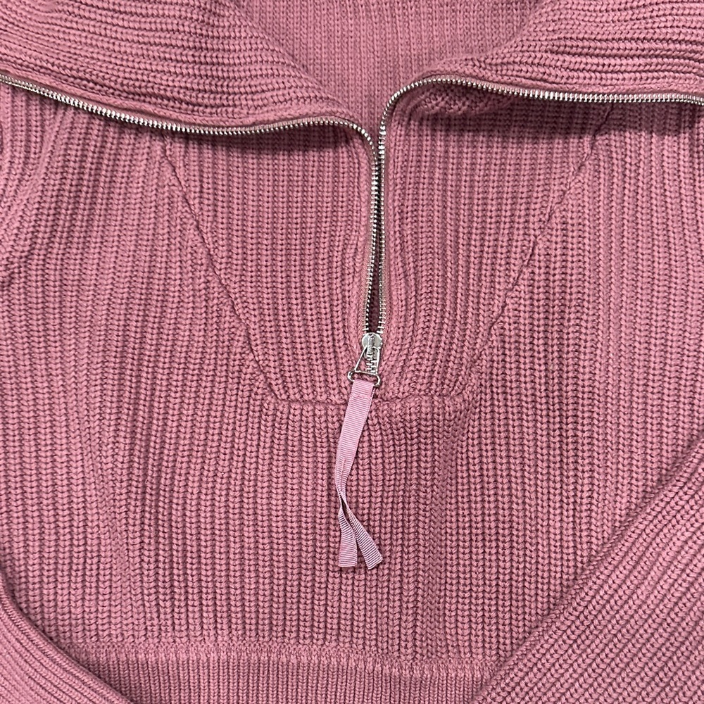Varley Menton Dusty Mauve Pink Cowl Neck  1/2 Zip Sweater - Picture 4 of 6